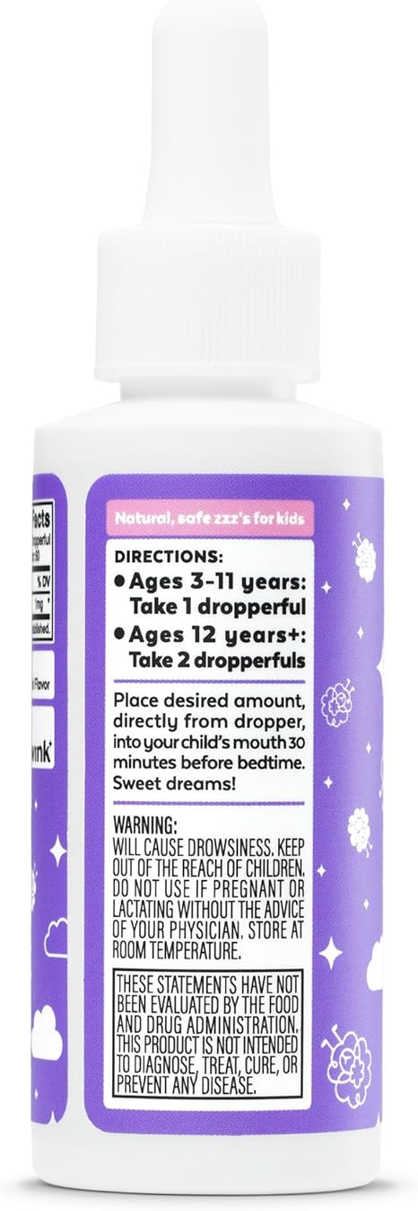 Wink Well Kids Liquid Melatonin Drops- Natural Baby Sleep Drops