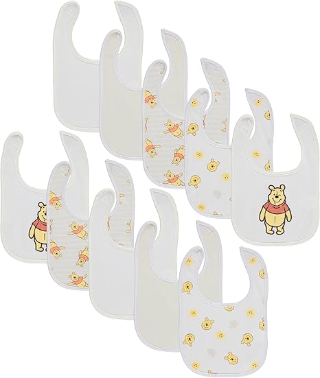 10-Pack Minnie Mouse Baby Bibs – Soft, Absorbent, and Adjustable Cotton
