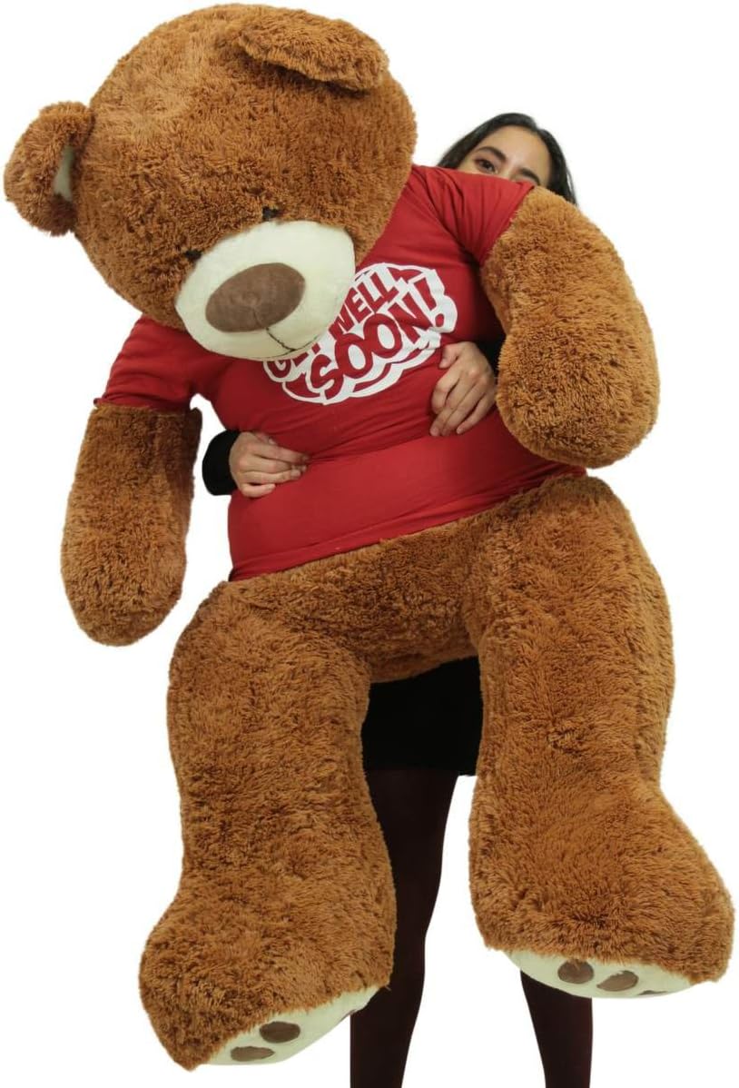 Giant Teddy Bear with Get Well Soon T-Shirt - Huge 5-Foot Plush Teddybear - Stuffed Animal - Loving Gift - OSO de Peluche - Cute Oversized Plushie - Jumbo Bear to Show You Care