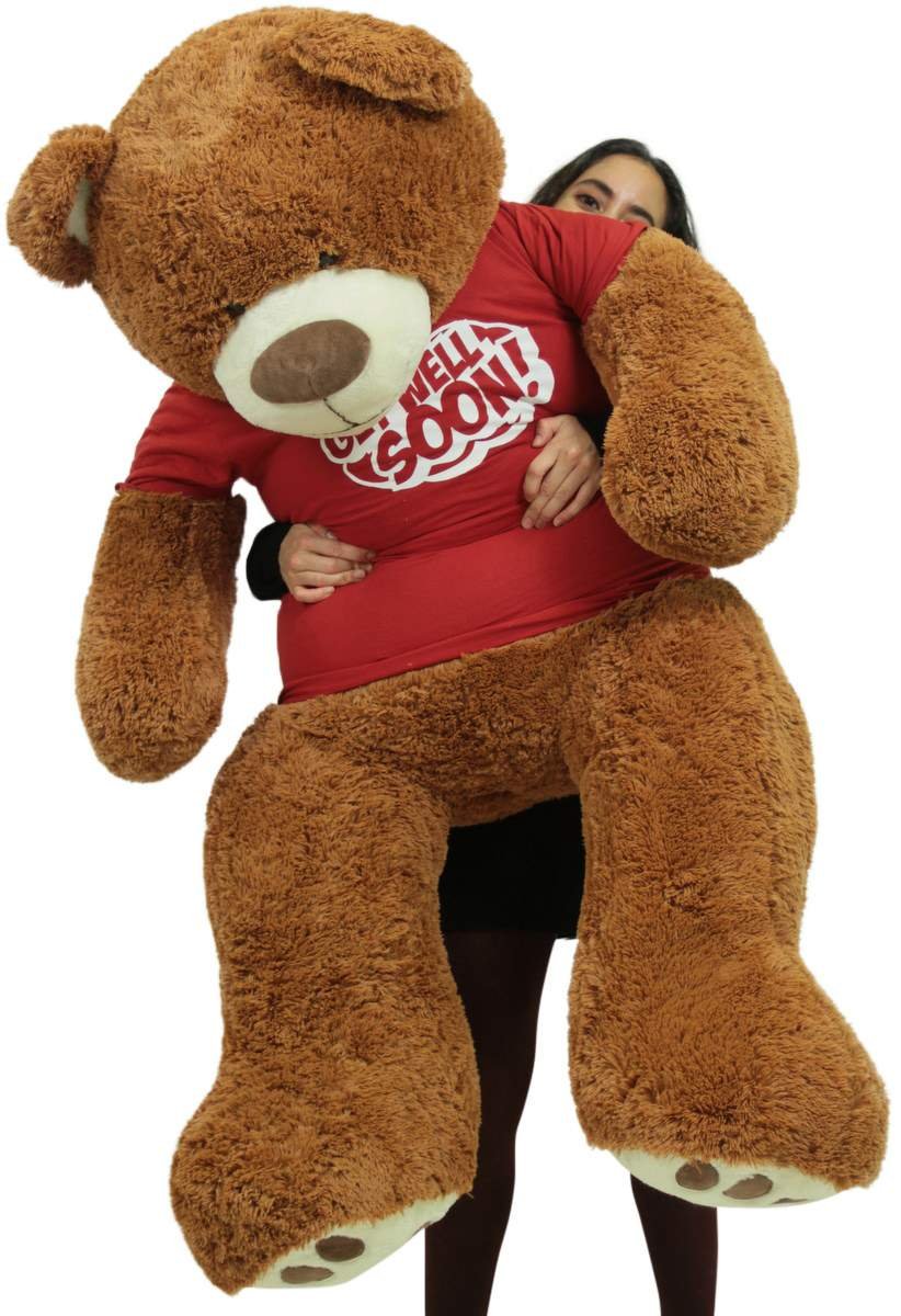 Giant Teddy Bear with Get Well Soon T-Shirt - Huge 5-Foot Plush Teddybear - Stuffed Animal - Loving Gift - OSO de Peluche - Cute Oversized Plushie - Jumbo Bear to Show You Care