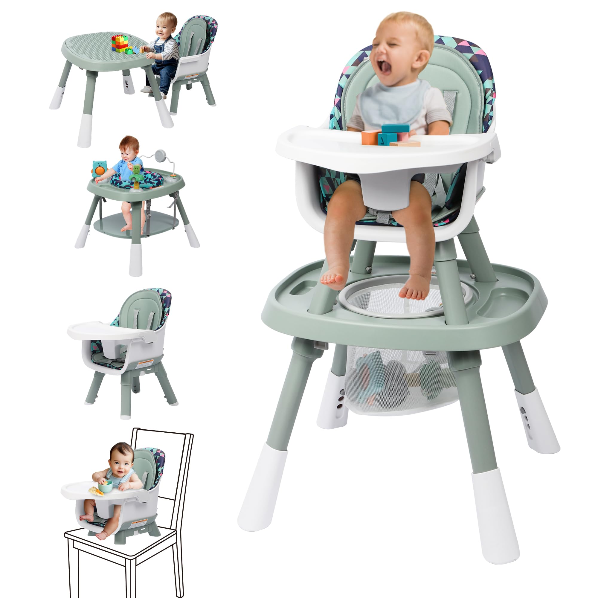 Convertible High Chair with Activity Center and Building Block Table