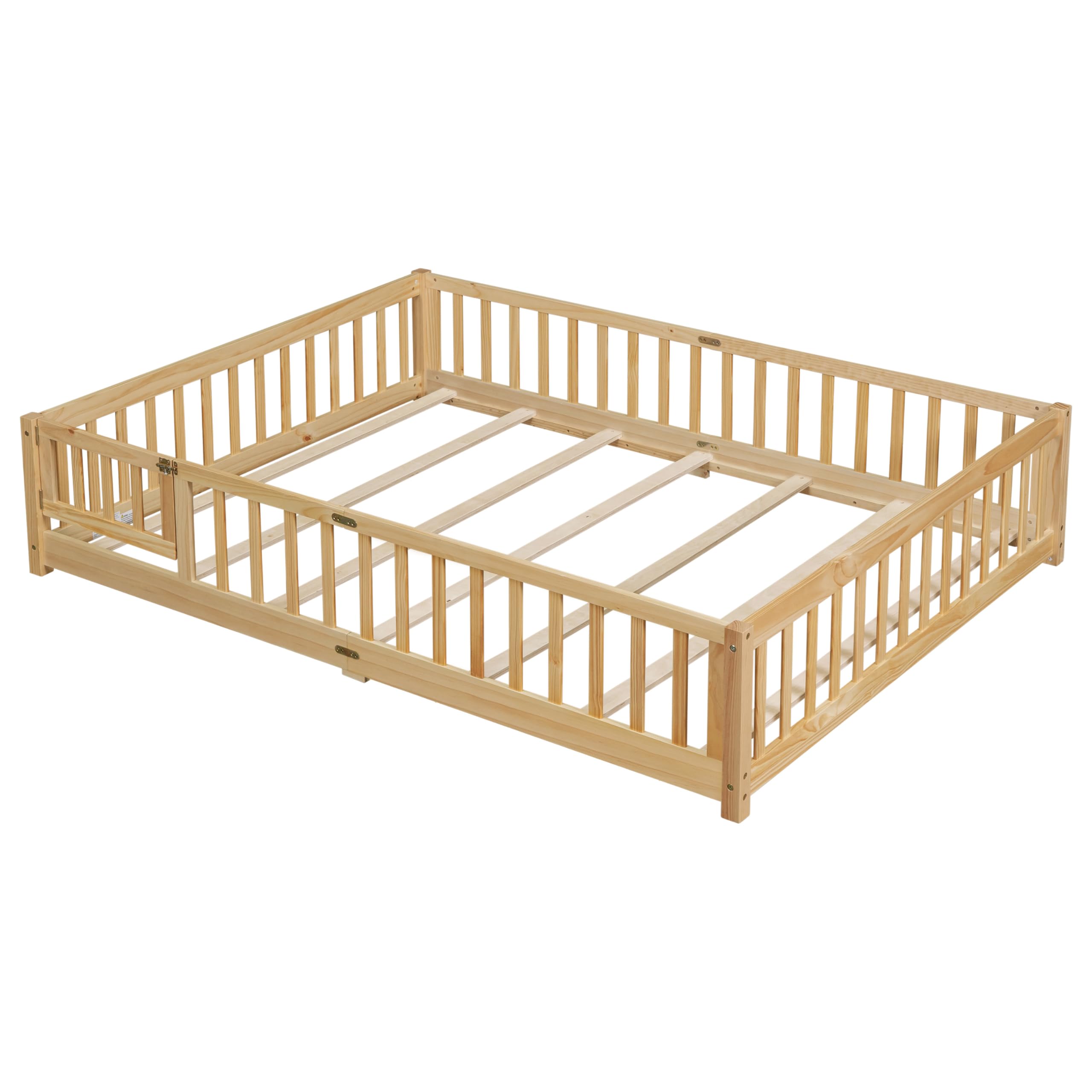 Queen Size Montessori Floor Bed with Guardrails