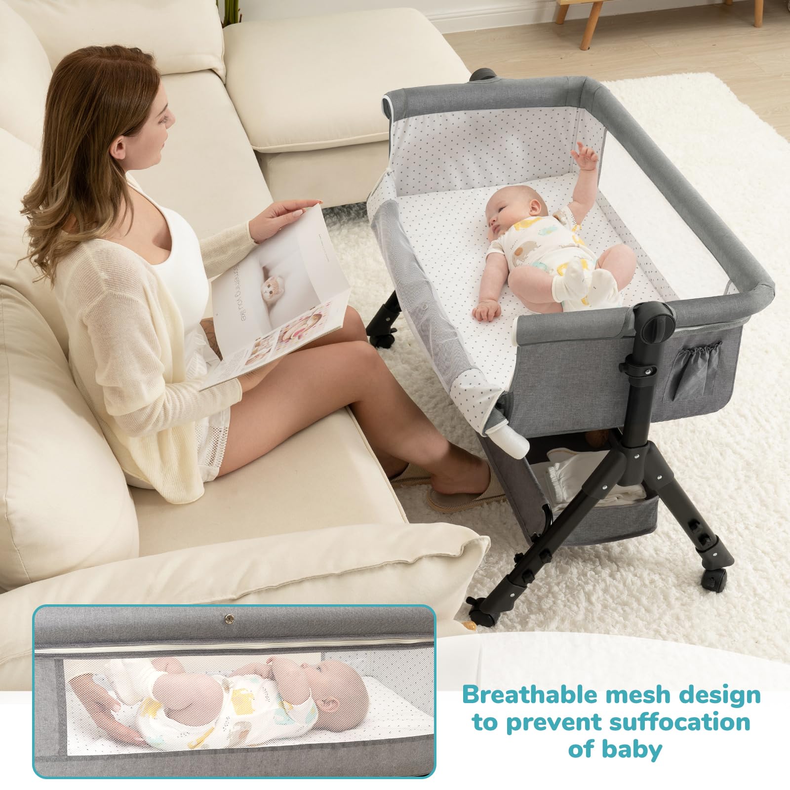 3-in-1 Convertible Baby Bassinet with Bedside Sleeper