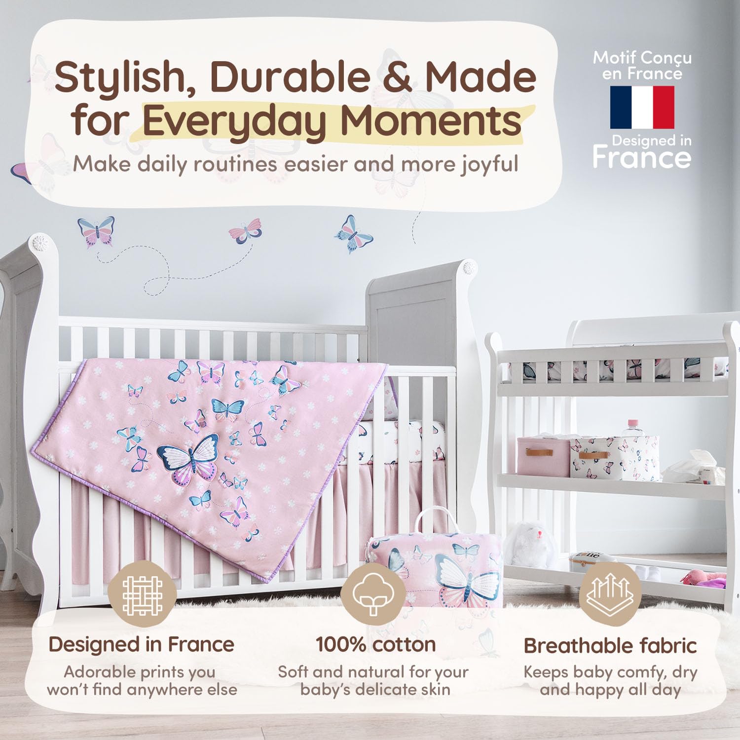 5-Piece Butterfly Crib Bedding Set
