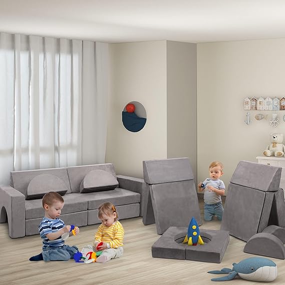 Modular Kids Play Couch, 10PCS Child Sectional Sofa Imaginative Furniture Play Set