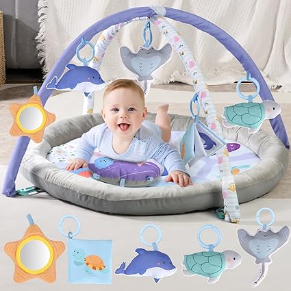 Baby Gym Play Mat, Sensory Development Baby Activity Mat for Toddlers