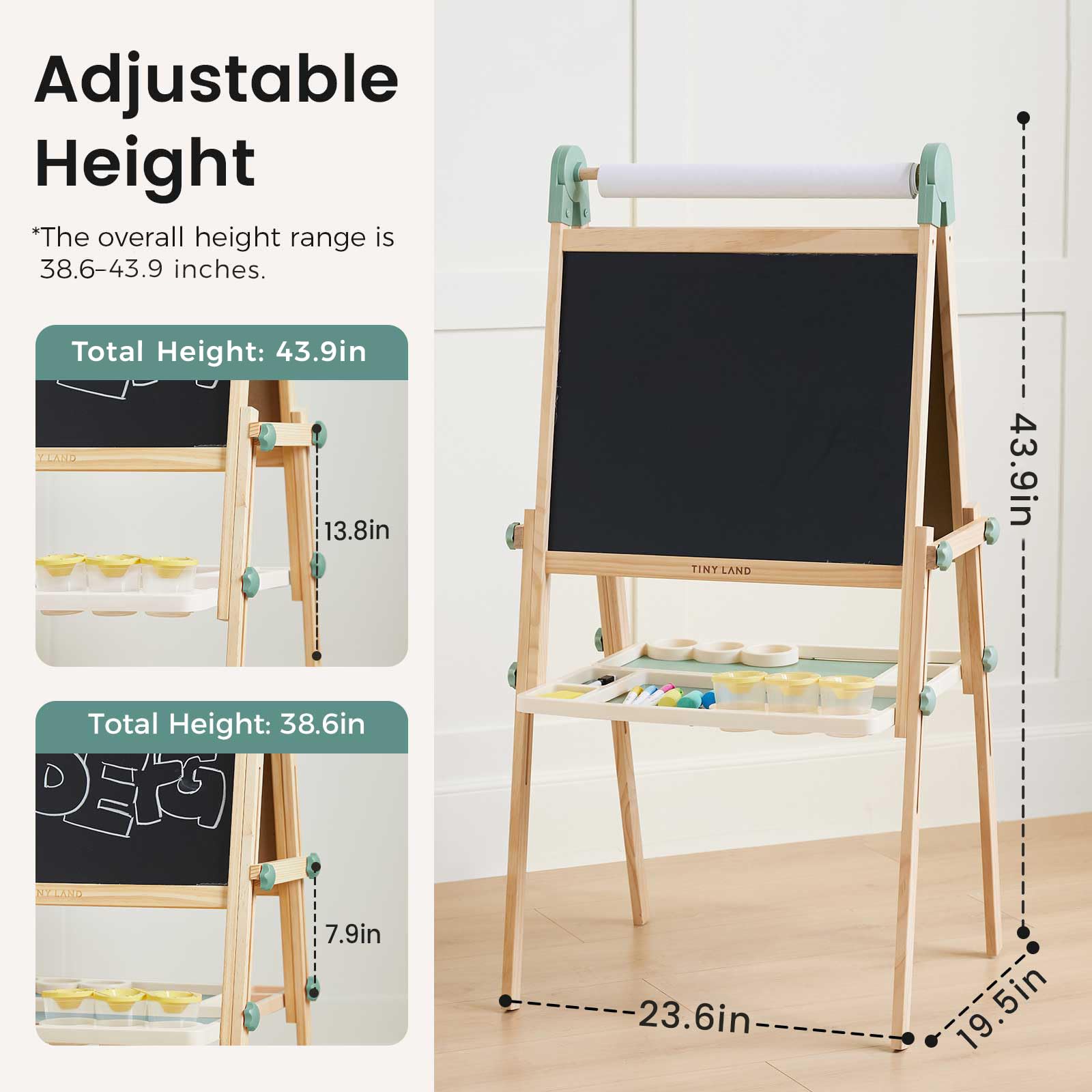 Double-Sided Magnetic Kids Art Easel with Paper Roll