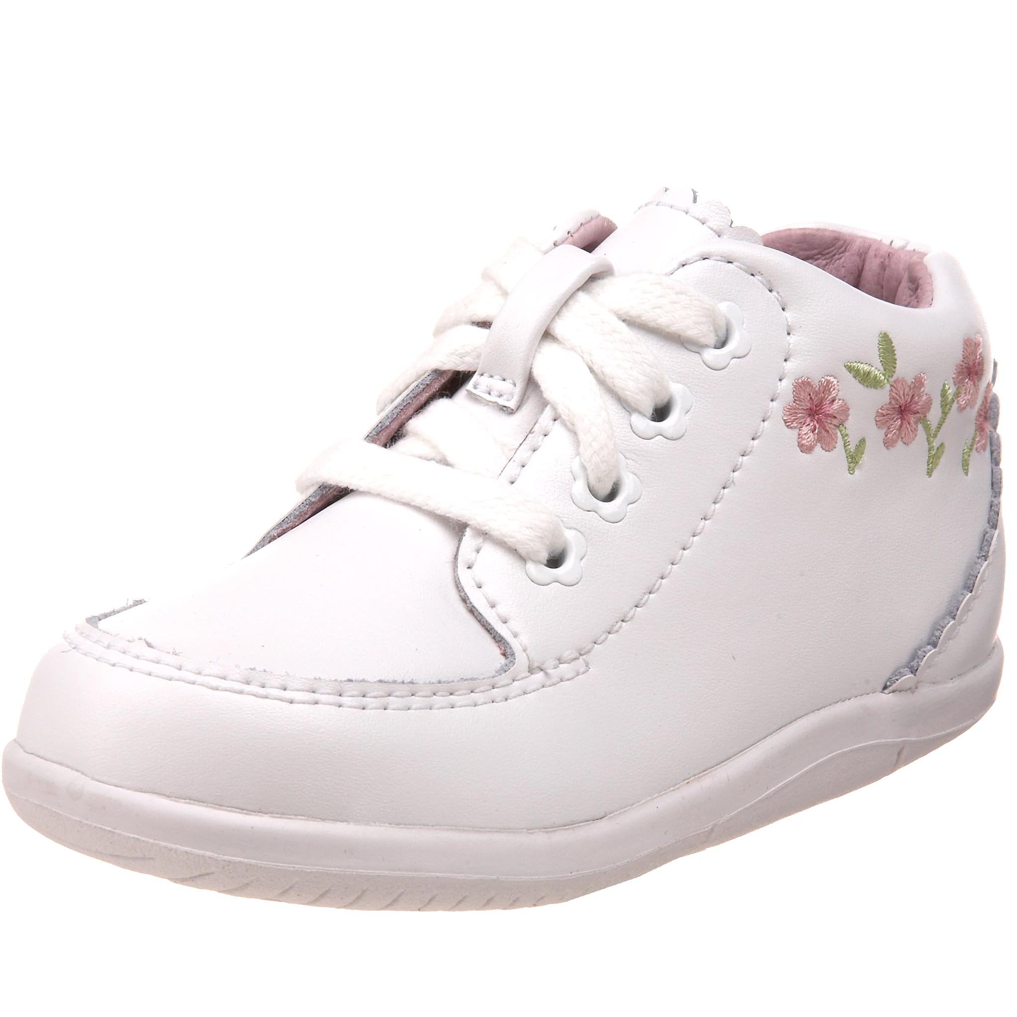 Stride Rite Baby Girls SRT Emilia First Walker Shoe, White, 3 Wide Infant