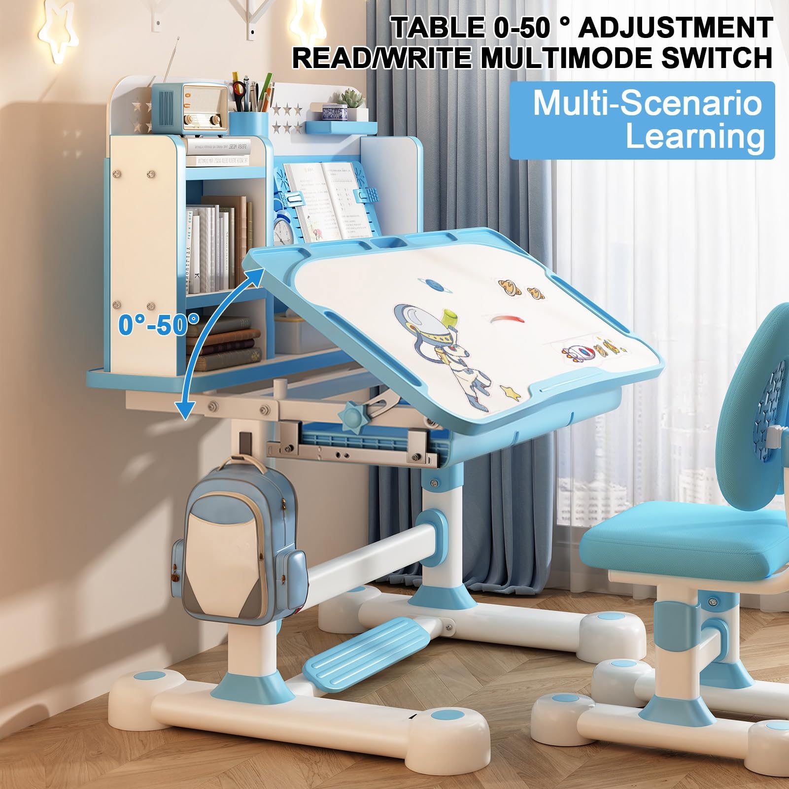 Height Adjustable Kids Desk and Chair Set