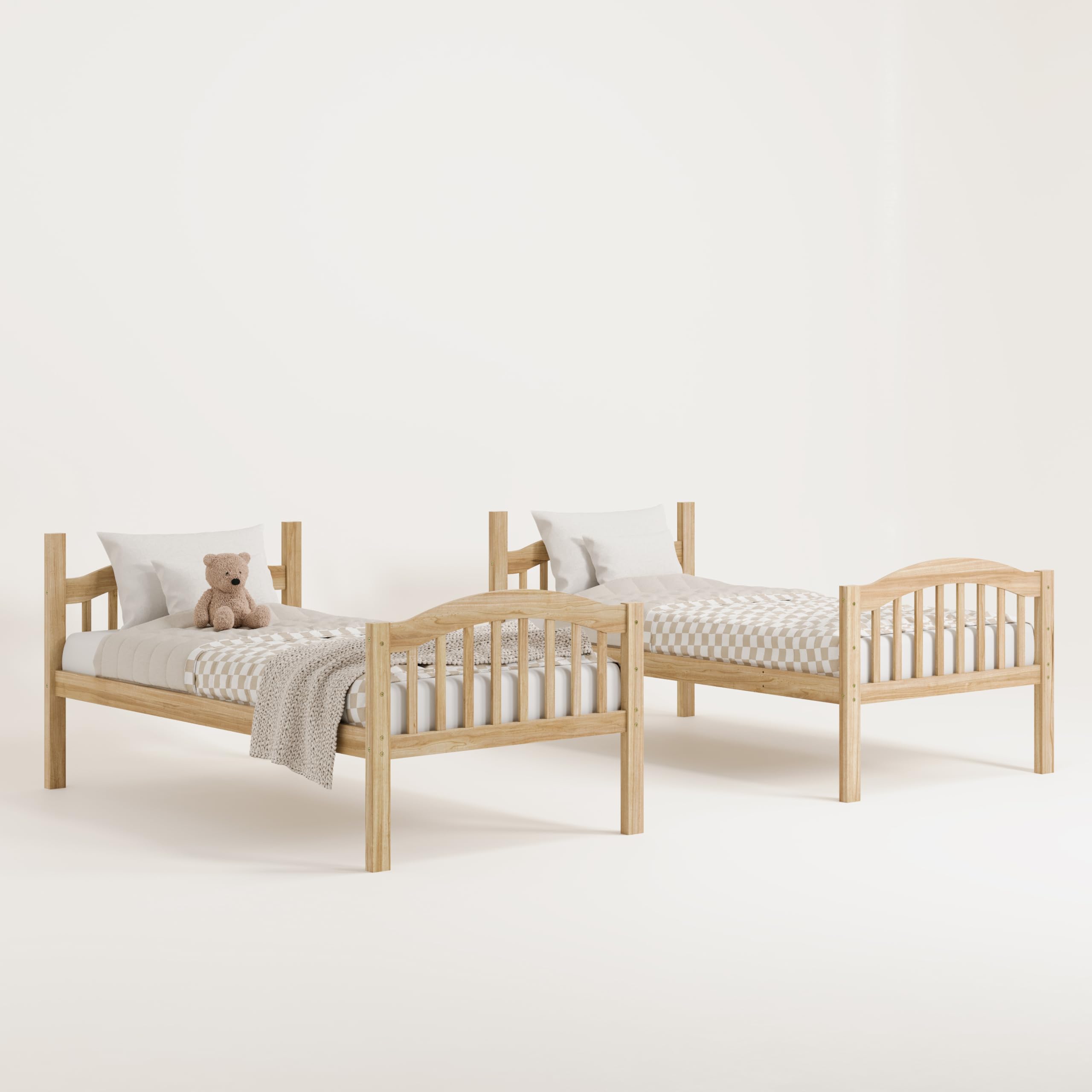 Long Horn Twin-Over-Twin Bunk Bed (Natural) - GREENGUARD