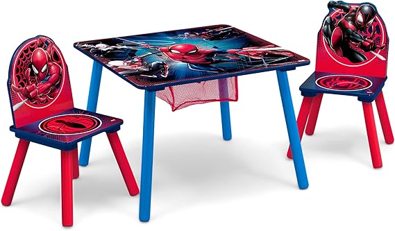 Marvel Spider Man Kids Table Set with Storage (2 Chairs Included) Greenguard Gold