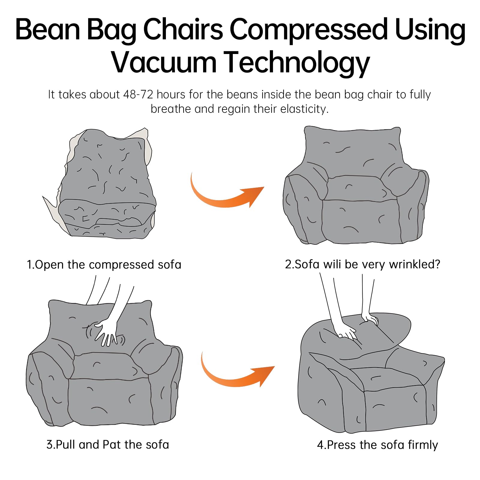 Bean Bag Chair with Ottoman and Footrest - Faux Fur