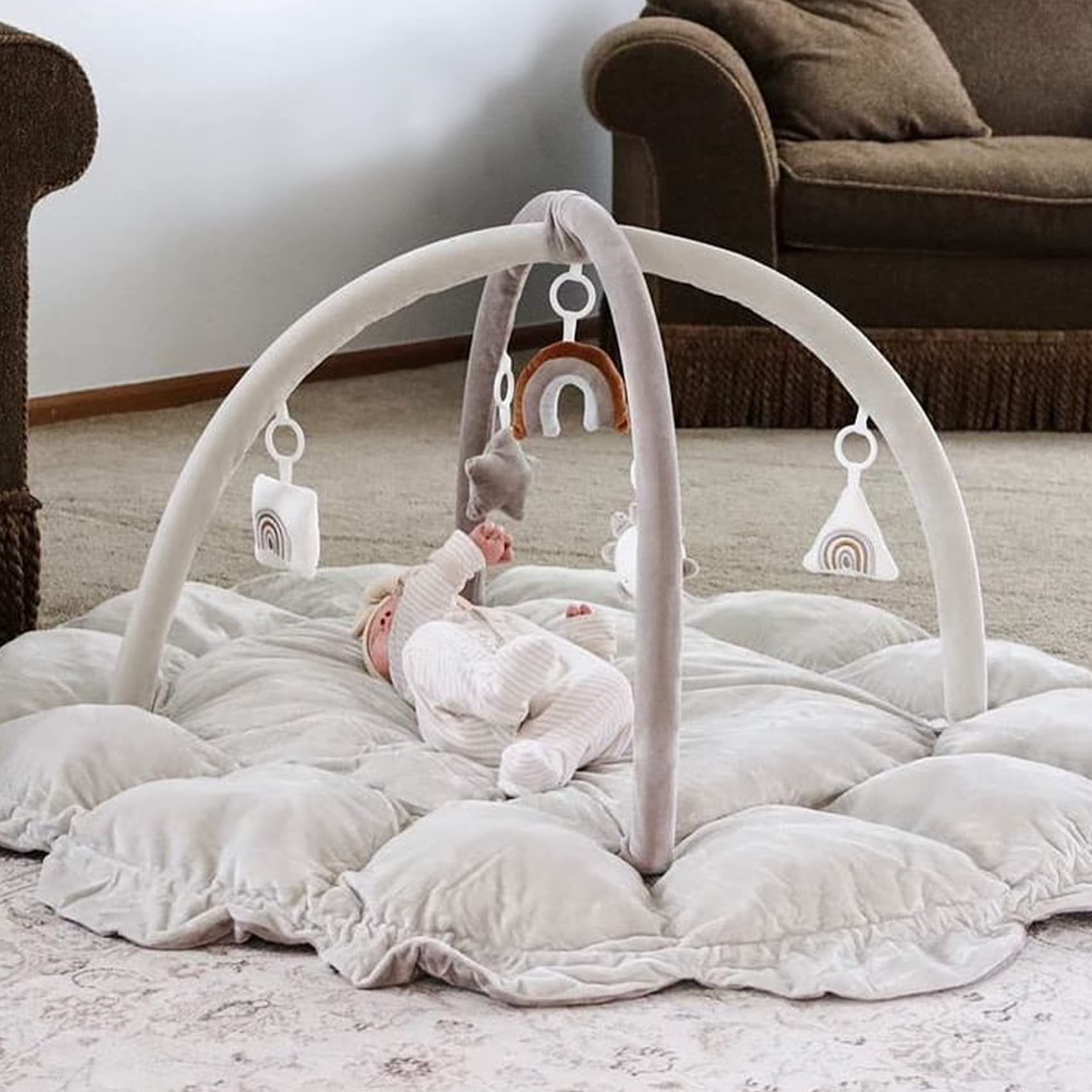 5-in-1 Thick & Plush Baby Play Gym, Baby Play Mats for Floor