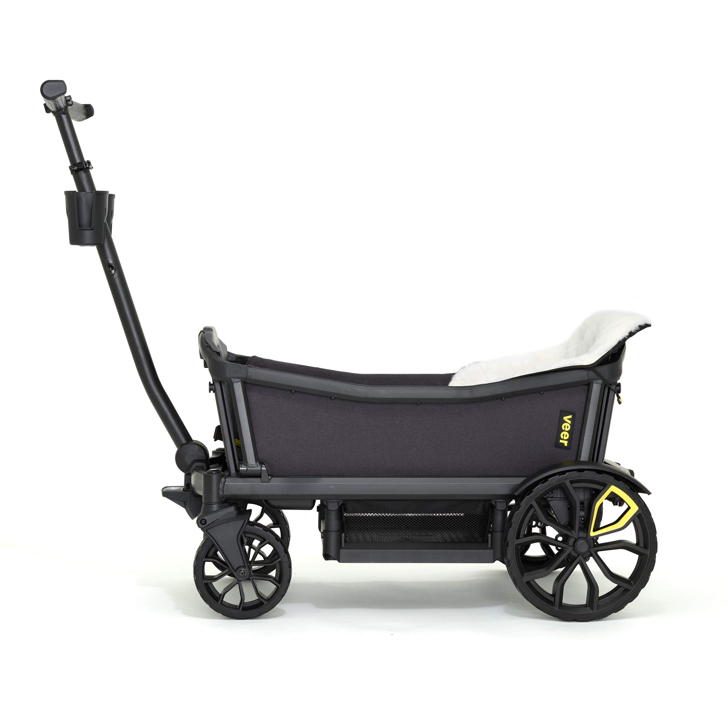 Shearling Seat Cover - Polyester, Compatible with Veer Cruiser 2 Seater Stroller, Black