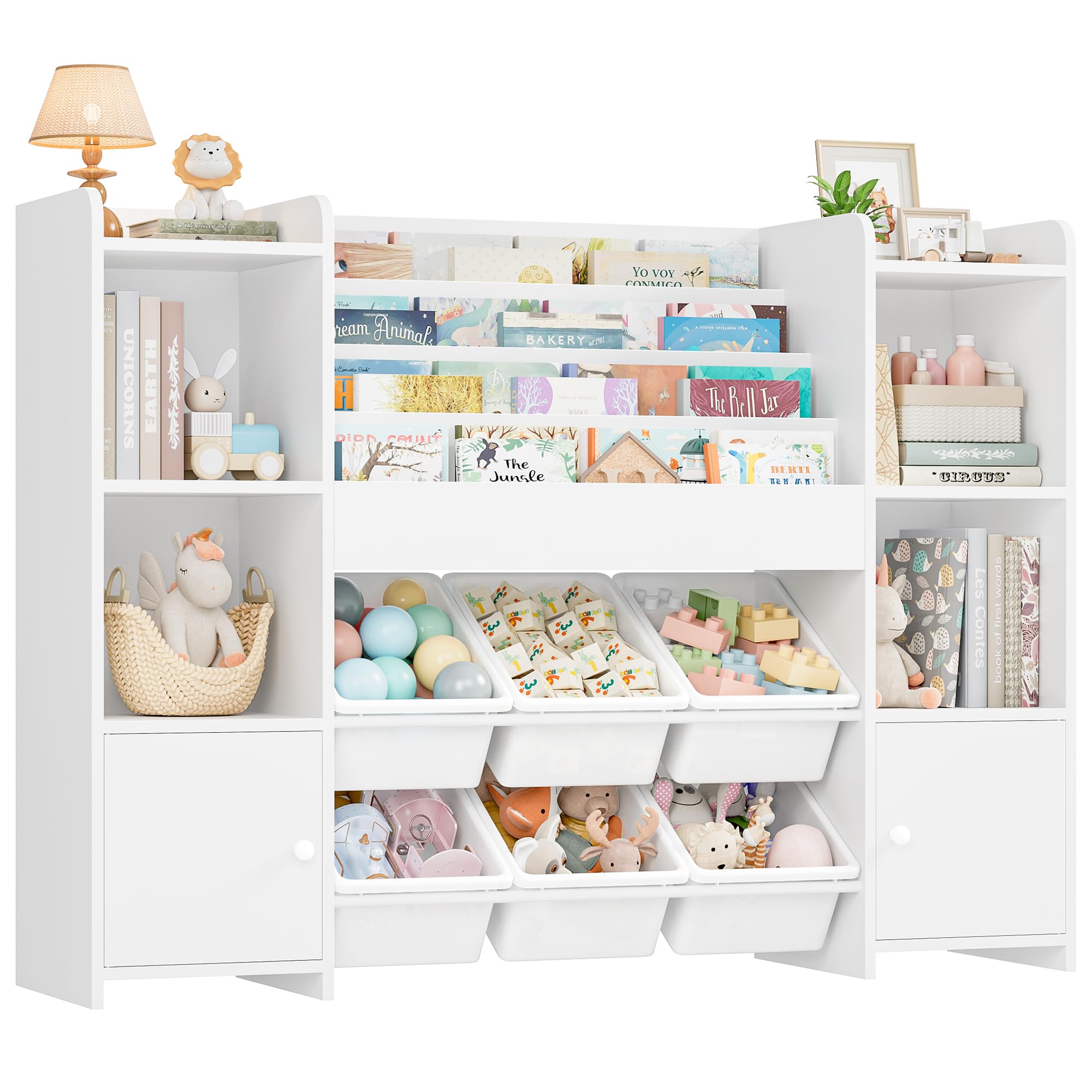 Kids Toy Storage Organizer with Bookshelf and Bins
