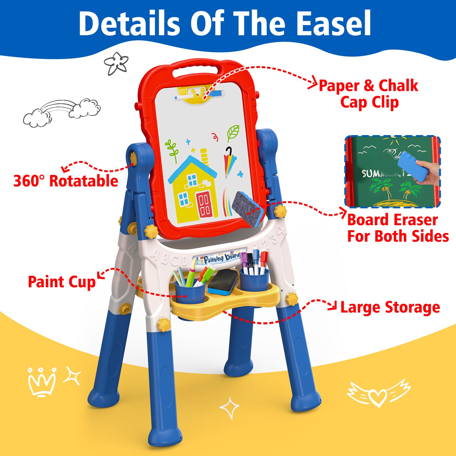 Double-Sided Magnetic Art Easel for Kids