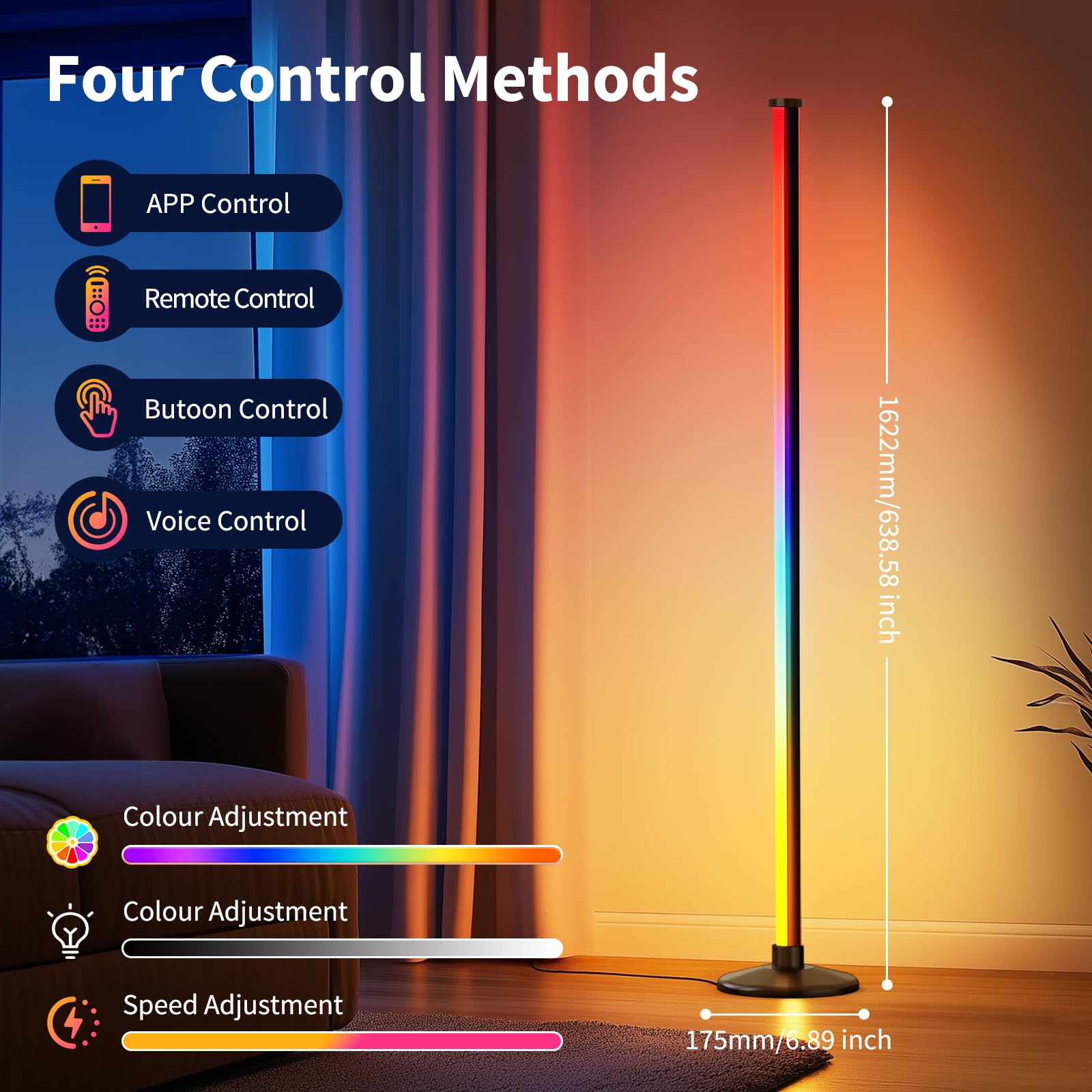 Smart RGB Floor Lamp with App and Remote Control
