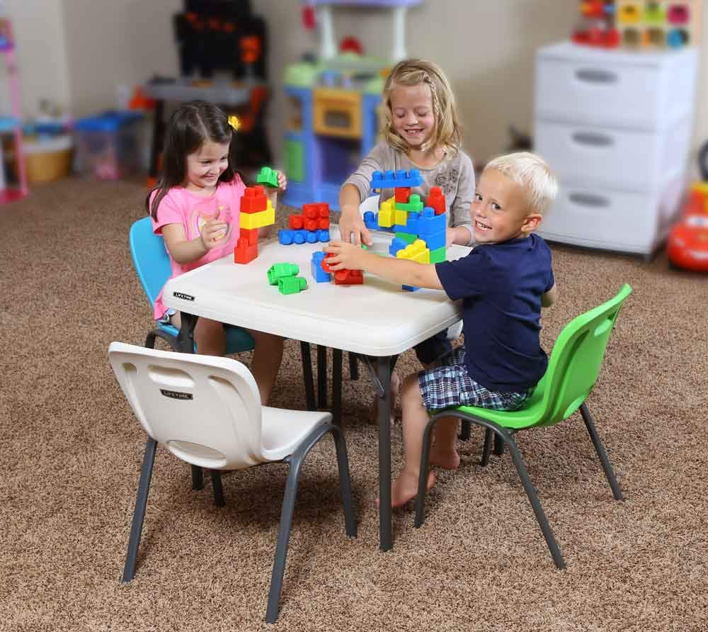 Kids Stacking Chair 4-Pack Lime Green