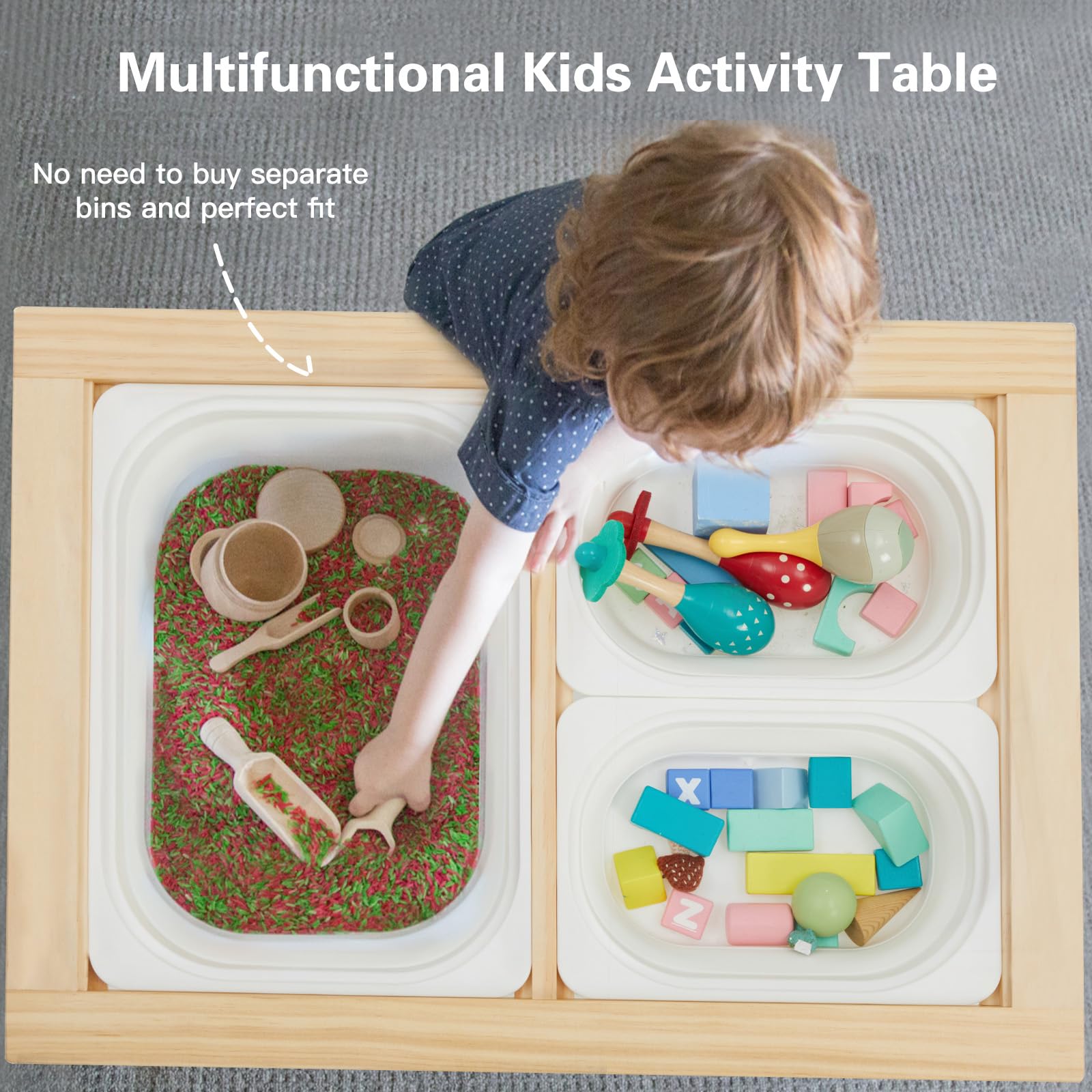 Kids Sensory Activity Table with Storage Bins