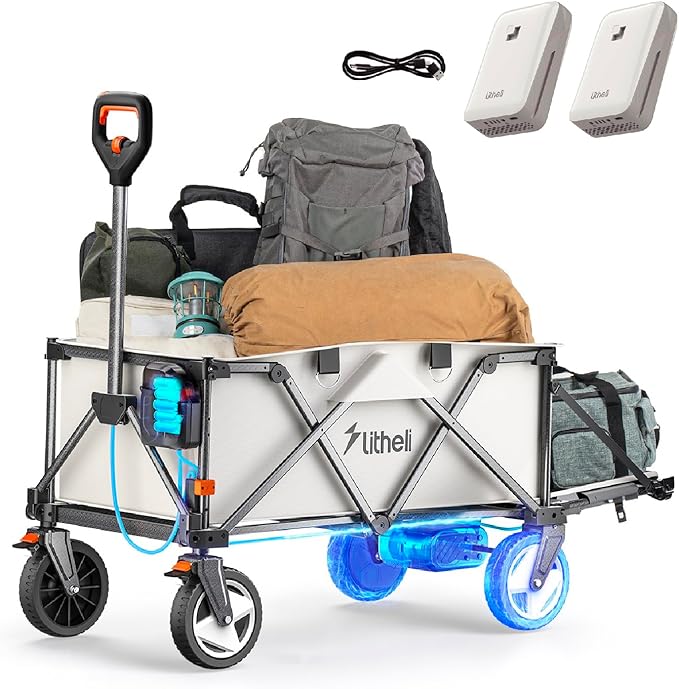 Electric Utility Wagon Cart, 200L Capacity, 300 lbs Load, Foldable Heavy-Duty Design