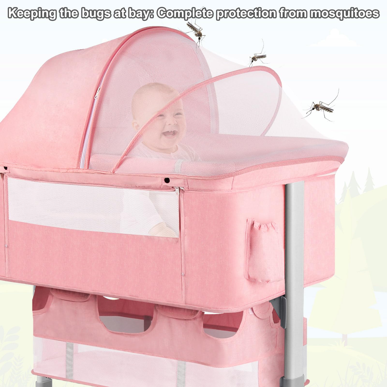 Baby Bassinet Bedside Sleeper with Diaper Changing Station