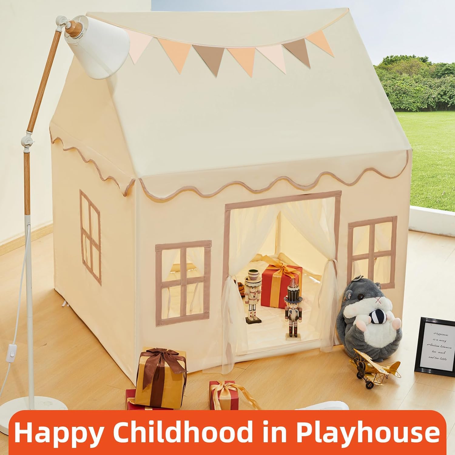 Kids Play Tent with Padded Mat and Star Lights