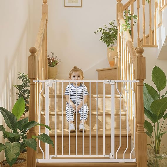 29-48" Baby Gate for Stairs, Baby Safety Essentials, Auto Close Dog Gate