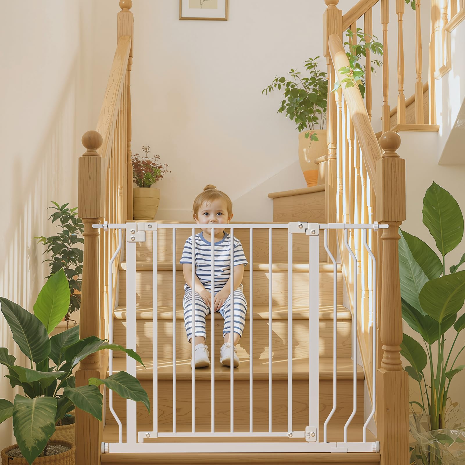 29-48" Baby Gate for Stairs, Baby Safety Essentials, Auto Close Dog Gate