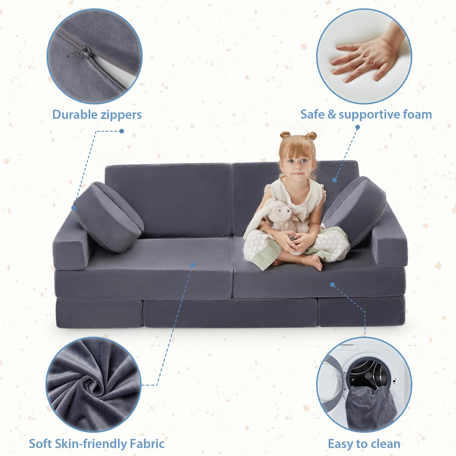 16-Piece Modular Kids Play Couch