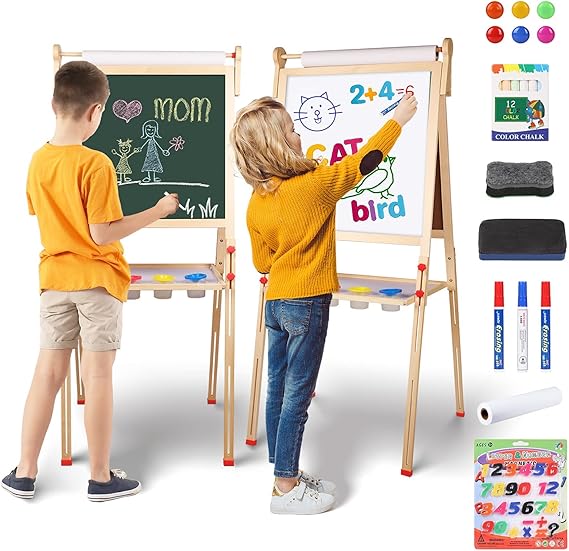 Kids Easel Wooden Children Art Easel Paper Roll