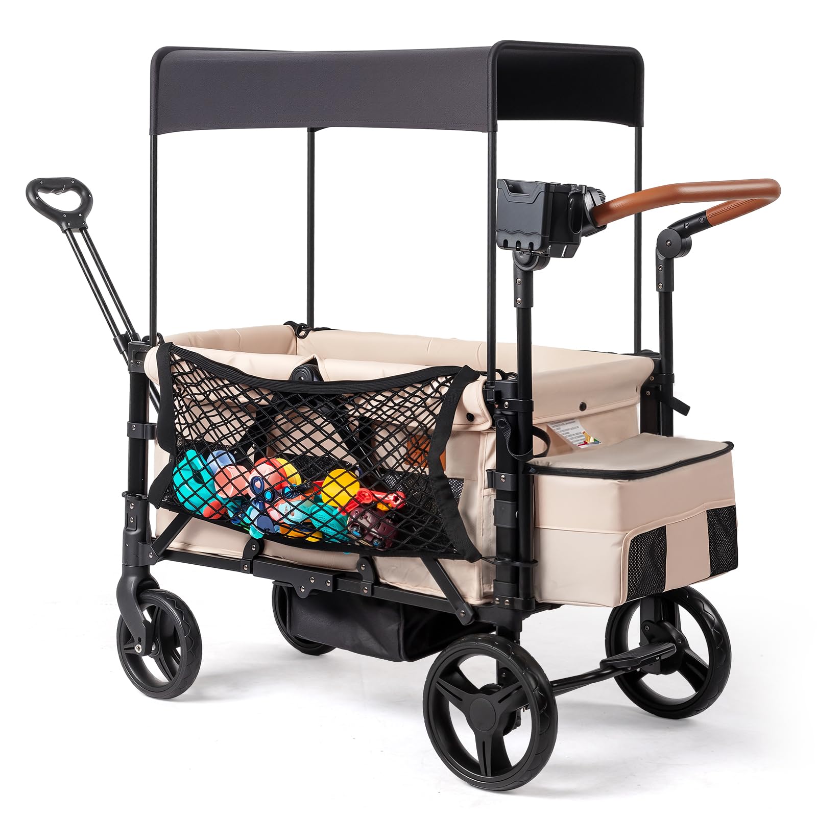 Wagon Stroller for 2 Kids, All-Terrain Wagon for Kids with Footwell, Canopy, Parent Organizer