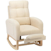 Chair with Adjustable Footrest for Living Room - Teddy Fabric