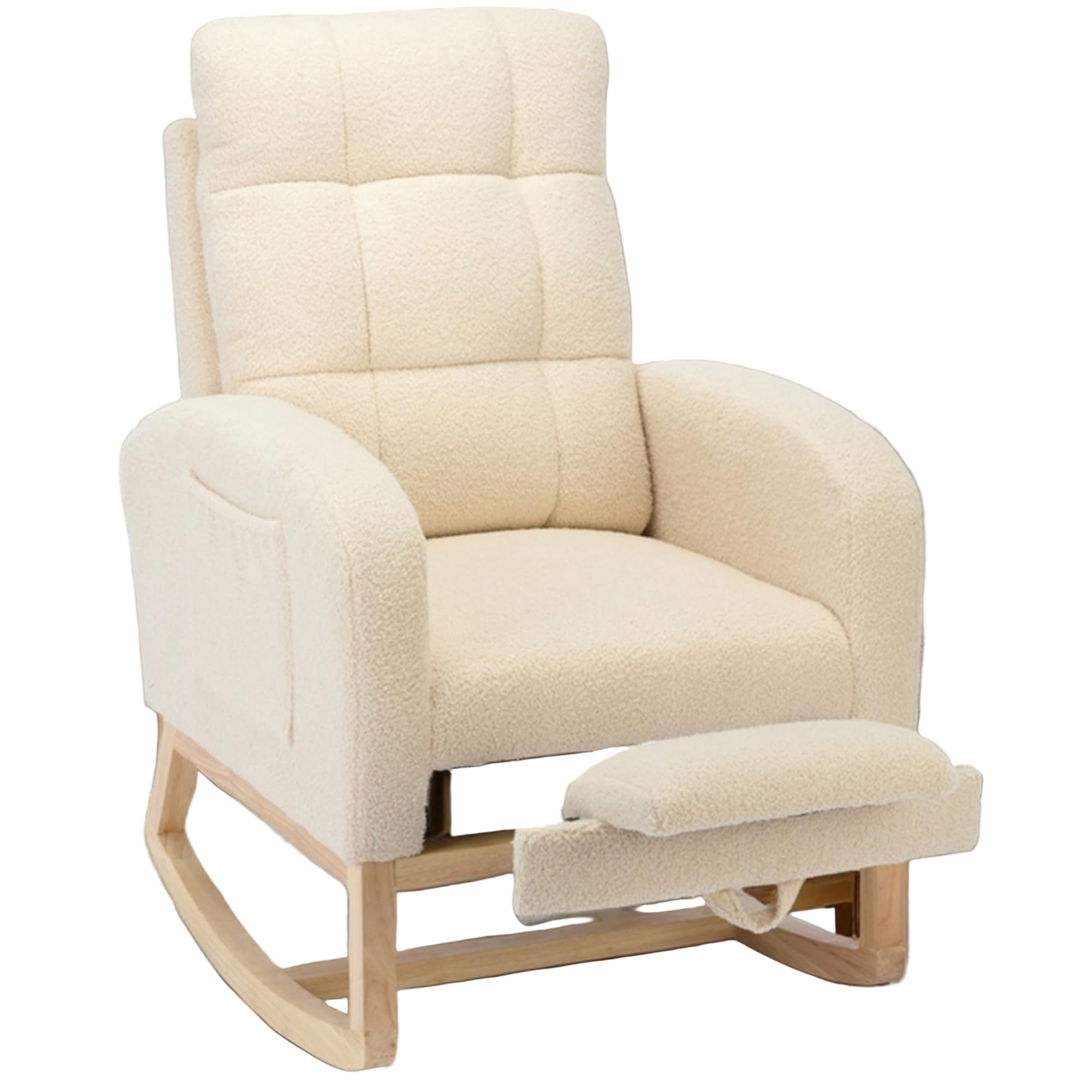 Chair with Adjustable Footrest for Living Room - Teddy Fabric