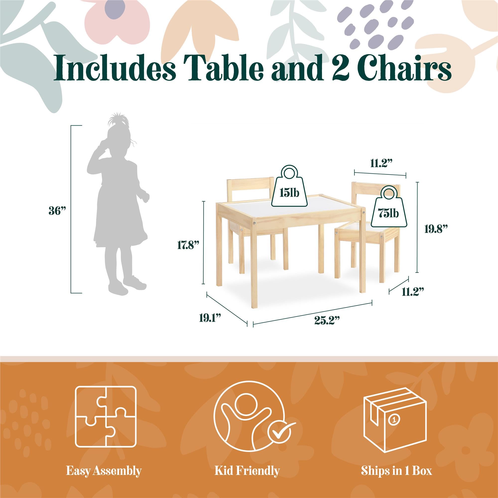 Hunter 3-Piece Kiddy Table & Chair Set Natural Wood