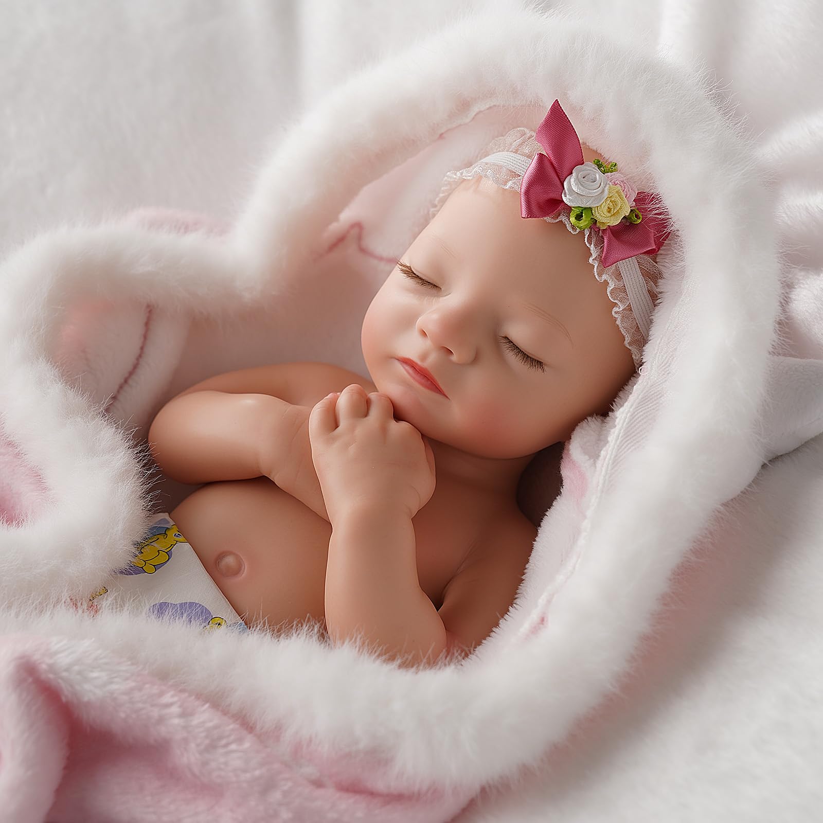 Lifelike Reborn Baby Dolls Aurora 16 Inch (Weight 4 lb) Full Platinum Silicone Reborn Baby