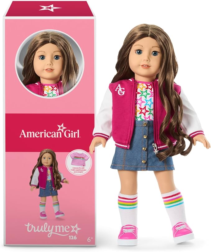 Truly Me 18-inch Doll #116 with Light-Blue Eyes, Wavy Purple-and-Pink Hair, Light Skin