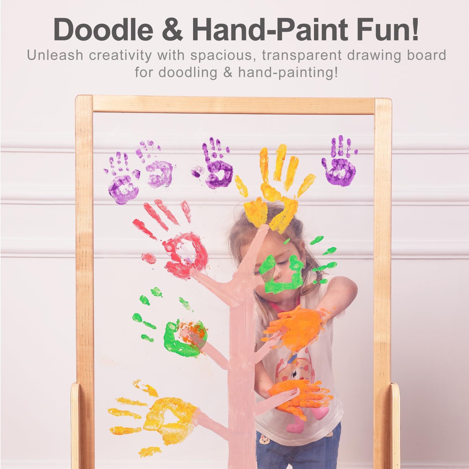 KRAND Double-Sided Plexiglass Painting Art Easel, Easy to Clean, Kids Drawing Board On Both Sides, Fun Arts and Crafts Activity for Boys and Girls Indoor and Outdoor