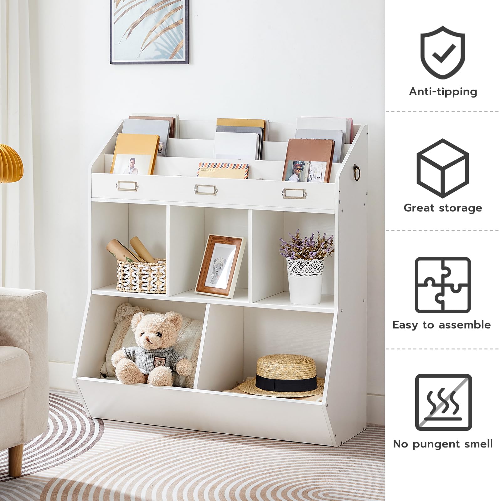Kids Bookshelf with Toy Storage Organizer
