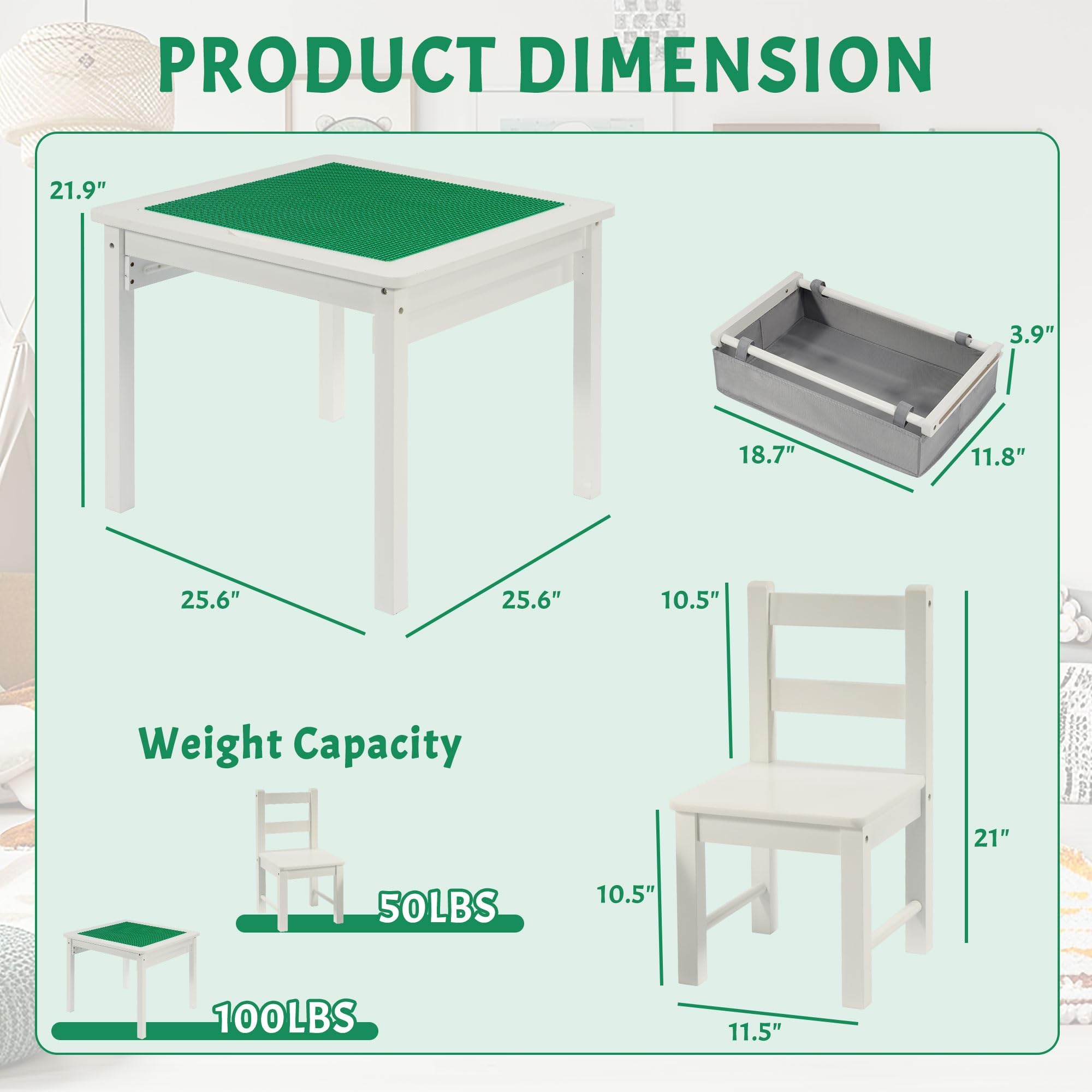 2-in-1 Kids Construction Play Table with 2 Chairs