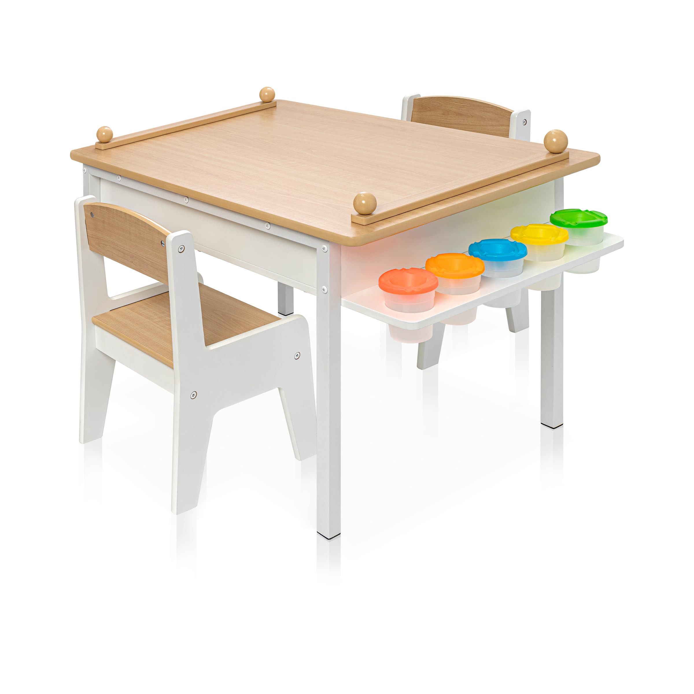 2-in-1 Kids Art Table and Chair Set with Storage and Easel