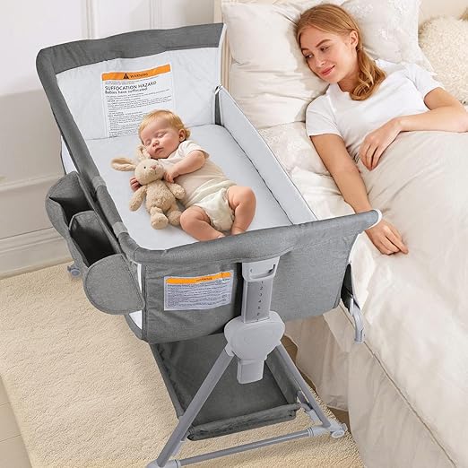 Baby Bassinet, Bedside Sleeper for Baby, 7 Height Adjustable