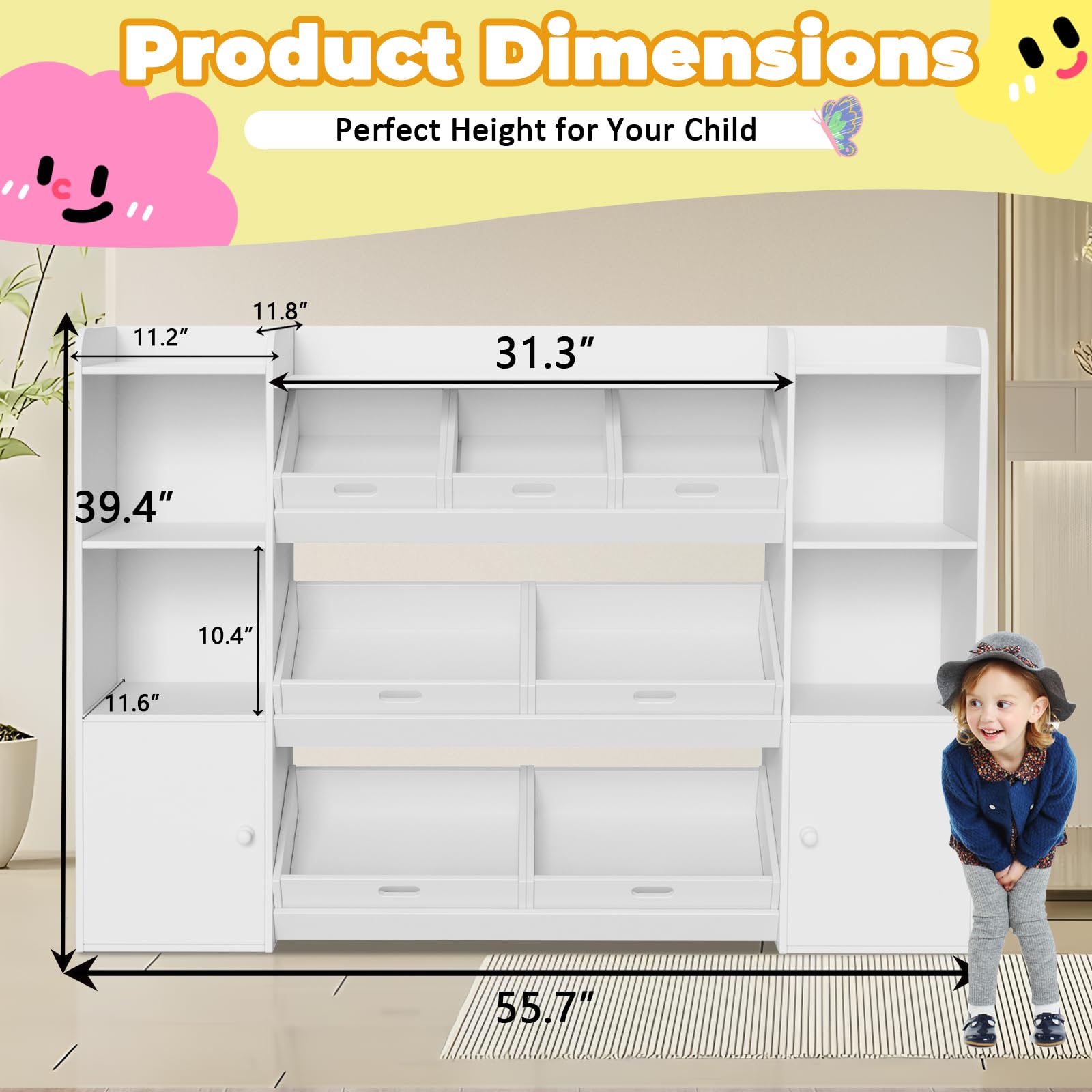 4-Tier Kids Toy Storage Organizer with Storage Boxes
