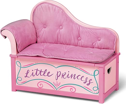 Princess Wooden Storage Bench – Toy Box Seat for Girls