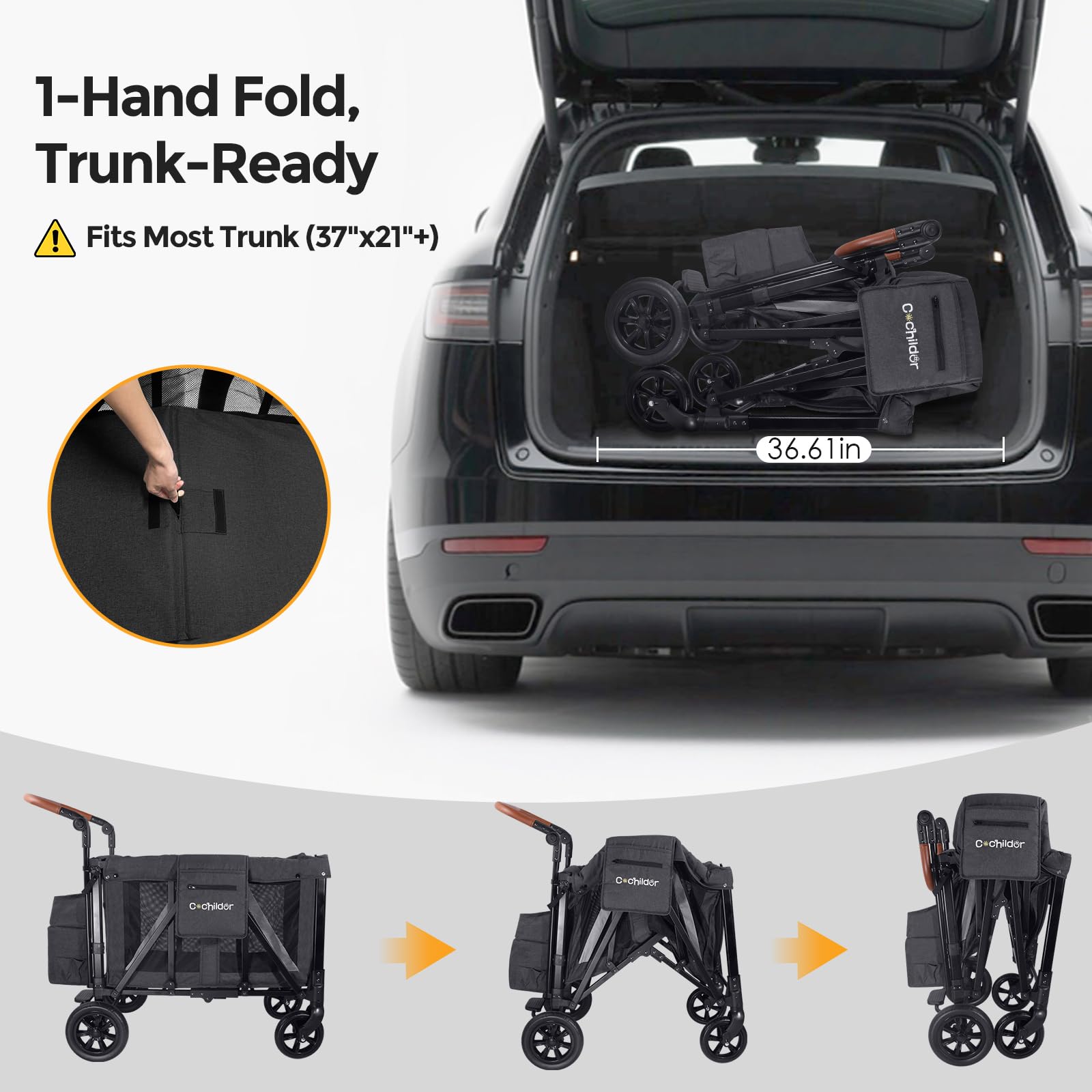 Elite 2 Seater Wagon Stroller with Removable Canopy and Safety Harness