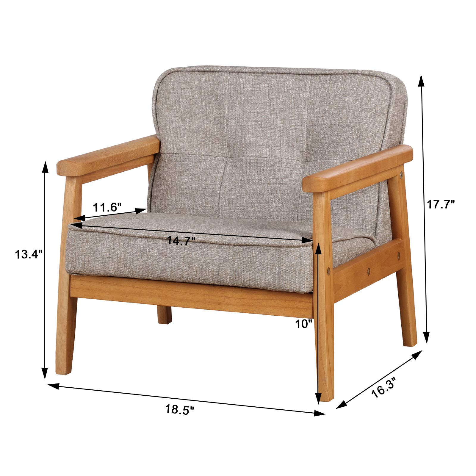 Upholstered Kids Armchair with Solid Wood Frame