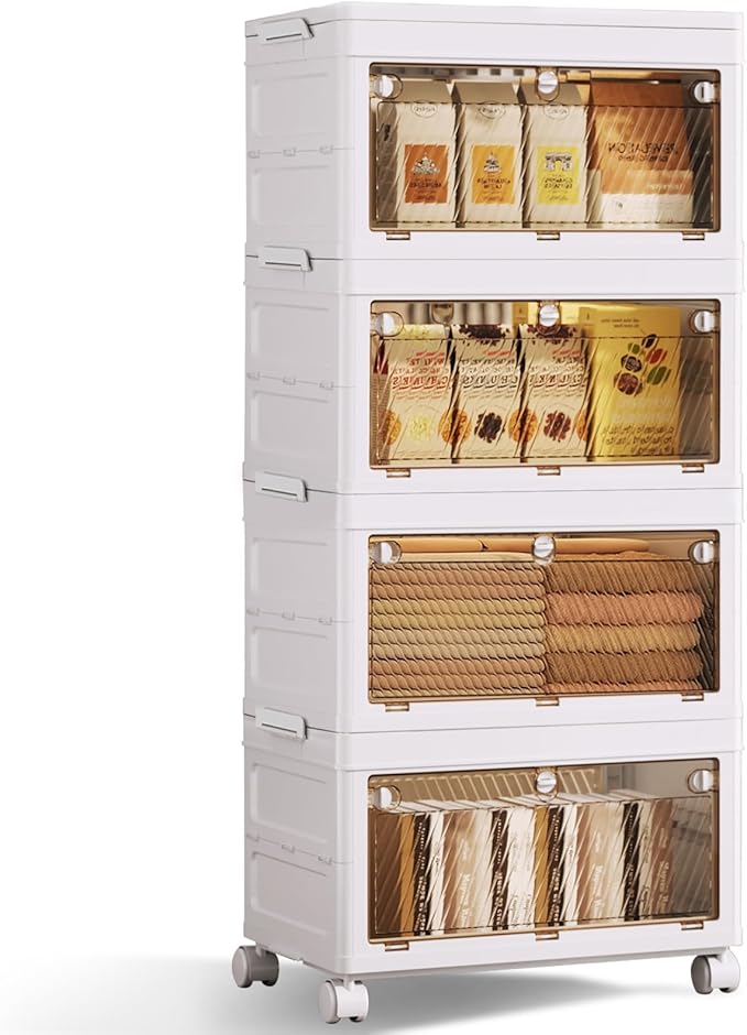 4-Tier Stackable Plastic Storage Bins - 37QT Stackable Storage Bins - Closet Organization