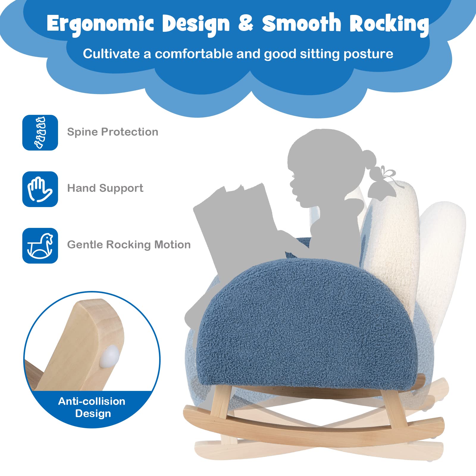 Kids Rocking Chair with Plush Fabric