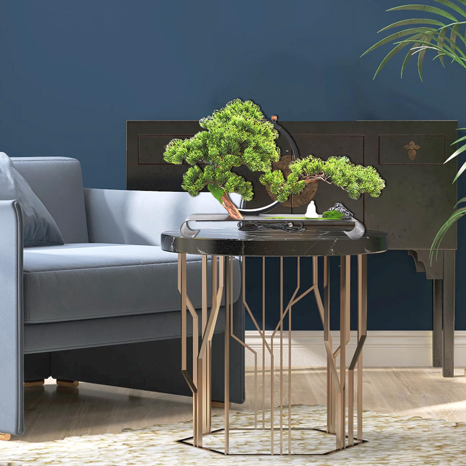 Tree with Lamp Rings, Realistic Simulation Bonsai, Welcome Pine