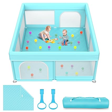 79x71 in Baby Playpen with Mat: Large Play Pen for Babies and Toddlers