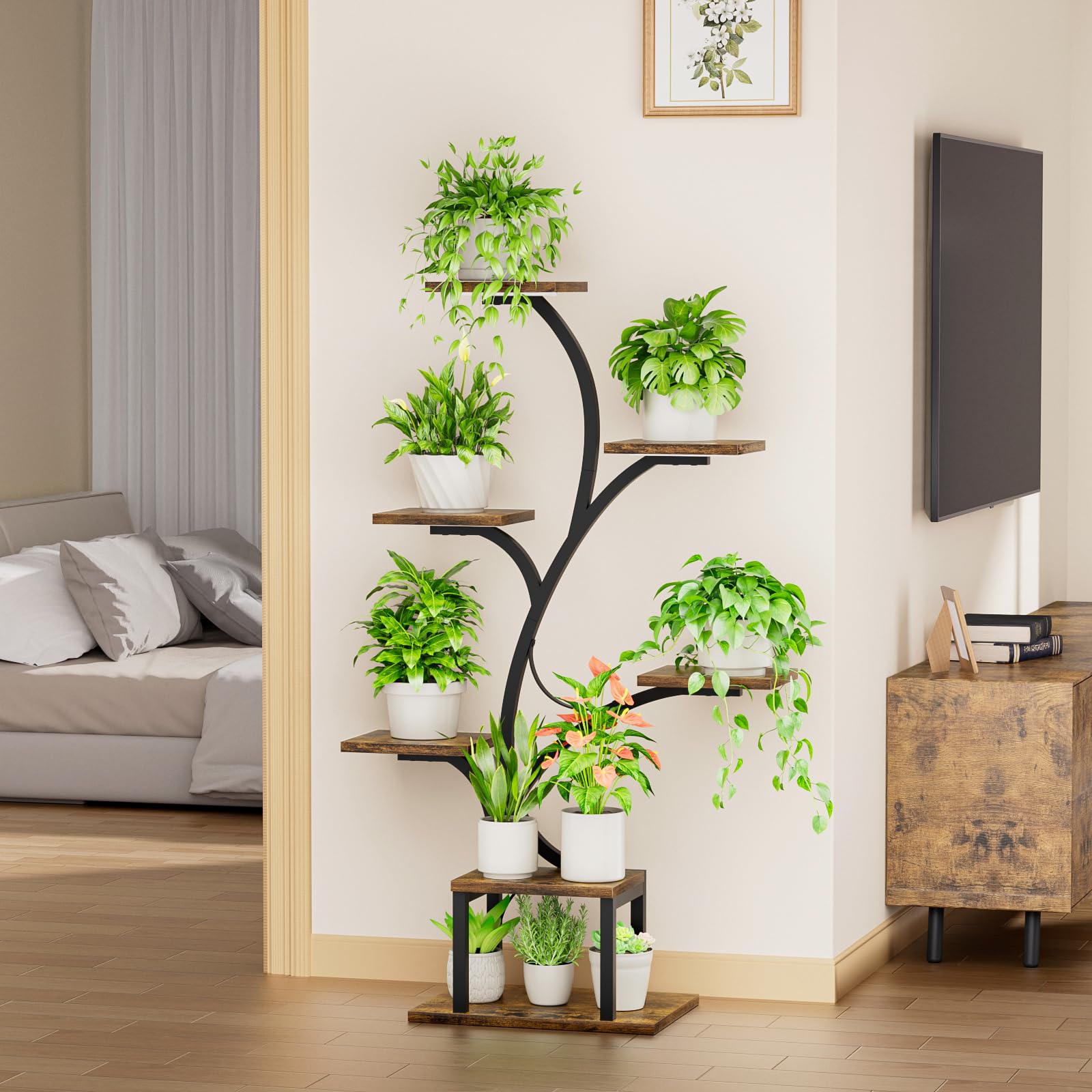 Plant Stand Indoor with Grow Lights, 7 Tiered Indoor Plant Shelf, 49"